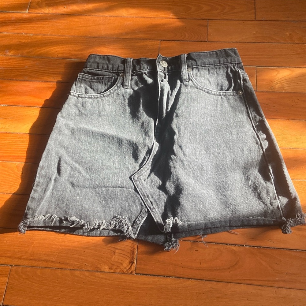 Madewell black denim mini skirt